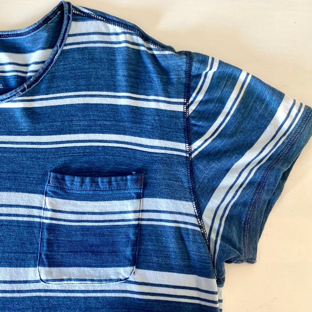 American Rag - Men’s Blue Striped Short Sleeve Tee Shirt